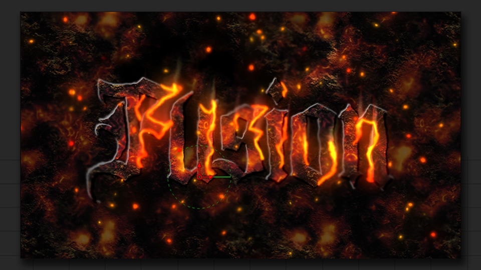 Przykład VFX: vulcano text